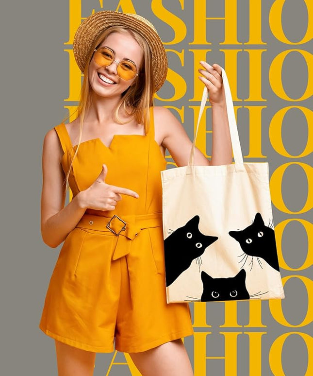AUSVKAI Canvas Tote Bag Aesthetic for Women, Cute Cloth Cotton Bags for College Shopping Beach Grocery and Trendy Gifts