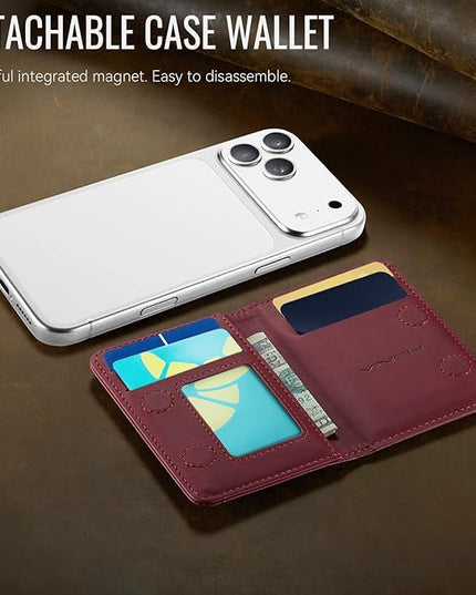 Vinich for MagSafe Wallet Magnetic RFID Blocking Card Holder Compatible with MagSafe Phones and Cases, Strong Magnet Minimalist Phone Wallet for iPhone 17/16/15/14/13/12/Pro/Max/Plus, Burgundy