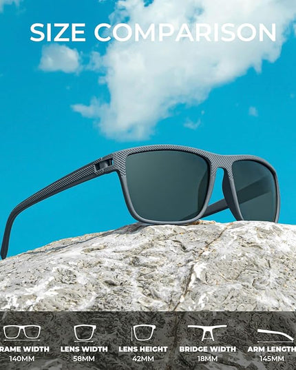 KALIYADI Polarized Sunglasses for Men, Lightweight Sun Glasses with UV Protection for Driving Fishing Golf