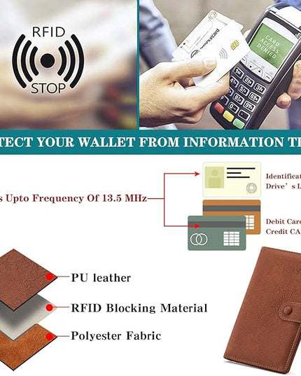 RFID Blocking Passport Wallet Cover Case Travel Document Organizer for Women and Men,Travel Wallet for Credit Card