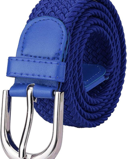 Falari Men Women Multicolored Elastic Stretch Braided Belt Canvas Fabric Woven No Holes Belt