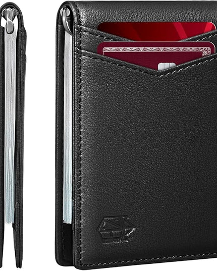 Zitahli Wallet for Men-6 Slots ID Window-Mens Wallets-Slim Wallet Classic Spring Money Clip RFID Blocking-Gift for Men
