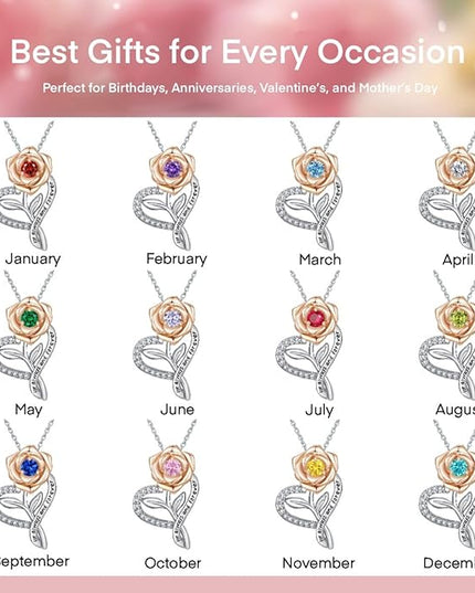 LAVALE Heart Birthstone Necklace for Women, Ideal Anniversary Birthday Gifts for Women Wife Girlfriend Her, Amazing Valentine's day Gift for Mom Women