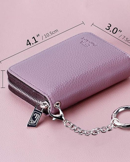 FurArt Zipper Wallet Women, RFID Blocking Credit Card Wallet, Business Card Holder, Compact Size KeyChain Wallet