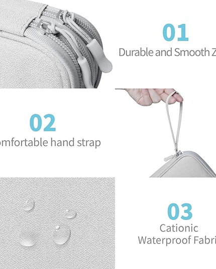 Electronics Organizer Travel Case,Electronic Accessories Storage Bag,Portable Waterproof Cable Organizer Bag,Travel Cord Organizer Bag for Small Charging Cord Storage,Cables,SD Card-Grey
