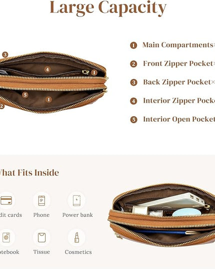 S-ZONE Fanny Packs for Women Genuine Leather RFID Blocking Crossbody Bags Purses Sling Waist Chest Bag Gifts Travel Running Adjustable Strap Men