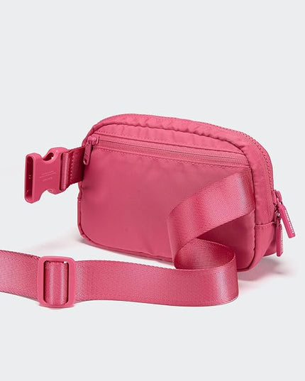 Pander Two Way Zipper Fanny Pack Nylon Everywhere Belt Bag for Women, Water Repellent Waist Packs, Crossbody Bags with Adjustable Strap (Hot Pink).