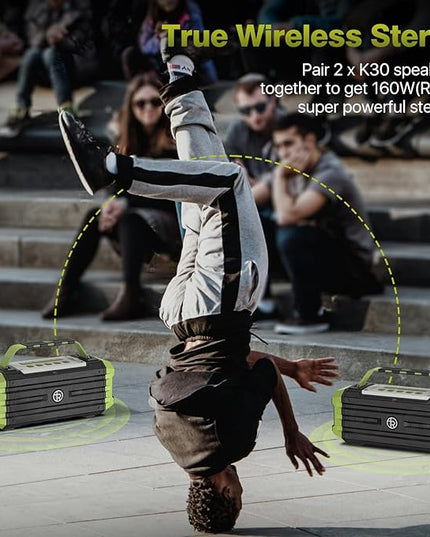 Portable Bluetooth Speaker 120W Peak 80W Wireless Speakers, TWS Pairing, Deep Bass, Hi-Fi Loud Speaker, IPX6 Waterproof, DSP Sound Boombox for Outdoor, Camping, Party, Beach