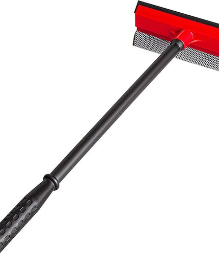 DSV Standard Window Squeegee for Car Windows, 2-in-1 Window Cleaner for Car Windshield, Gas Station, Shower, and Glass | Auto Squeegee with 17.5" Handle, 8" Soft Rubber Blade & Highly Absorbent Sponge