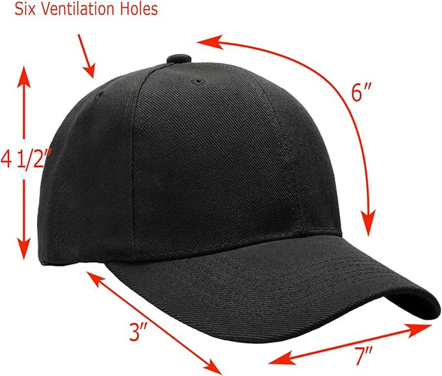 Falari Wholesale Bulk Lot 12-Pack Baseball Cap Adjustable Size Plain Blank Solid Color