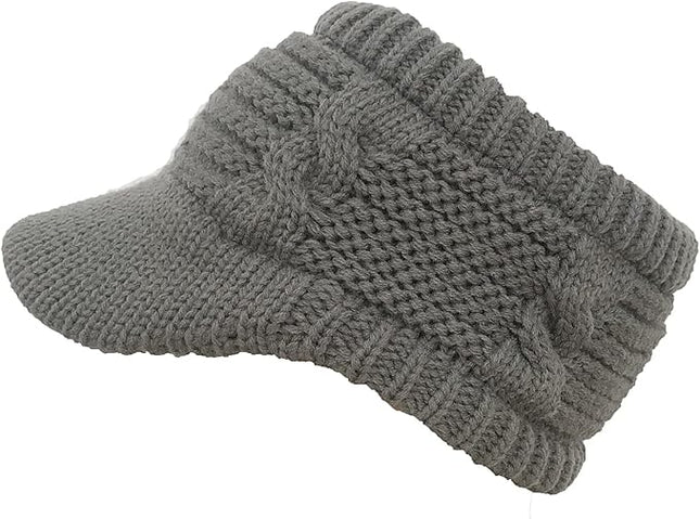 XYIYI Beanie Tail Winter Warm Knit Messy High Bun Ponytail Hats Visor Beanie Cap