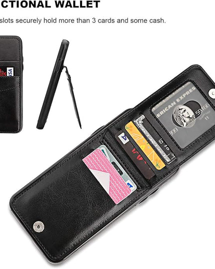 KIHUWEY Compatible with iPhone 11 Pro Max Case Wallet with Credit Card Holder, Premium Leather Magnetic Clasp Kickstand Heavy Duty Protective Cover for 11 Pro Max 6.5 Inch(Black)