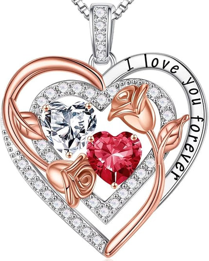 Iefil Christmas Gifts for Women - Sterling Silver Birthstone Necklace Anniversary Birthday Gifts for Her Wife Mom Daughter