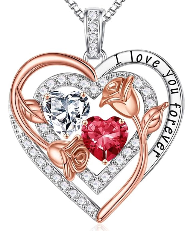 Iefil Christmas Gifts for Women - Sterling Silver Birthstone Necklace Anniversary Birthday Gifts for Her Wife Mom Daughter