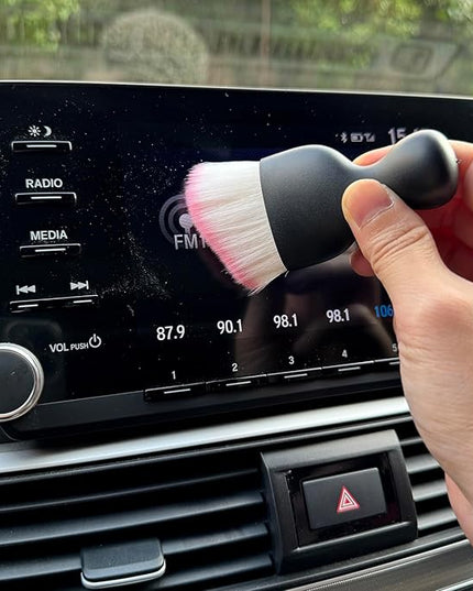 Car Detailing Brush, Soft Bristle Cleaning Brush, Scratch-Free Auto Duster Tool for Dashboard, Air Vents, Leather & Interior Cleaning (Black&Pink)
