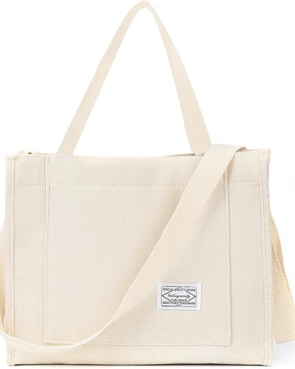 Valleycomfy Corduroy Tote Bag for Women Travel Crossbody Bag Purse Women Shoulder Bags Work Handbags Everyday Hobo Bag