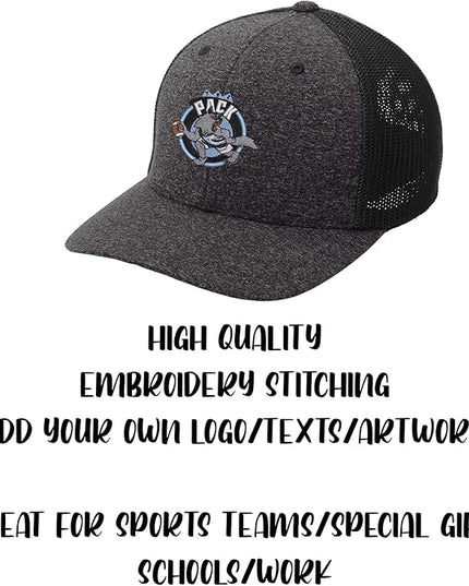 INK STITCH C302 Custom Embroidery Add Logo Texts Melange Mesh Back Trucker Cap