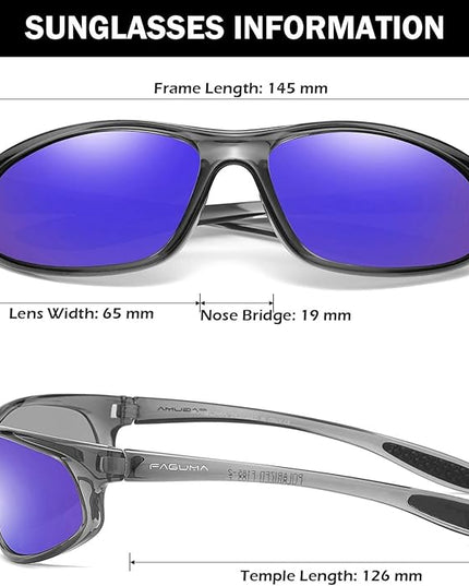 FAGUMA Polarized Sports Sunglasses For Men Cycling Driving Fishing UV400 Protection