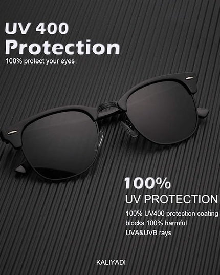 KALIYADI Polarized Sunglasses for Men and Women Semi-Rimless Frame Driving Sun glasses UV Blocking