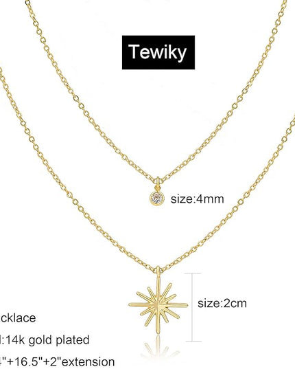 Tewiky Dainty 14k Gold Plated/Silver Cubic Zirconia Necklaces for Women, Simple CZ Jewelry Necklaces Trendy Gifts