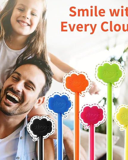 SOOOEC Magnetic Cable Ties, 24 Pack 7.2" Magnetic Cord Organizer Cute Cloud Design, Reusable Silicone Twist Ties with Strong Magnet for Bundling and Cable Management, Fridge Magnets, Assorted Colors.