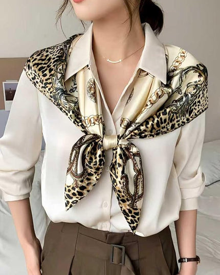 kcctoo 27.5" Mulberry Silk Feeling Head Scarf Women's Fashion Square Neck Satin Scarfs for Bag Hair Scarves Gift
