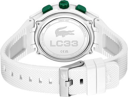 Lacoste LC33 Men's Analog-Digital Watch – TR90 Case, World Clock, Stopwatch, Alarm, Backlight, Textured Silicone Strap, Premium Fashion Timepiece - Gift for Him - 45mm