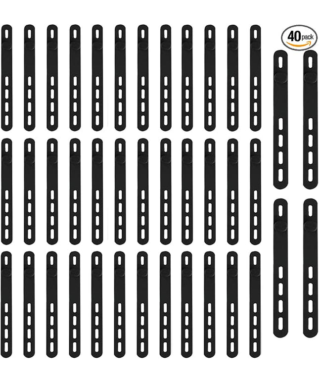 40 Pcs Black Silicone Cable Ties, Reusable Cable Straps Wire Organizer, Cable Management Cord Organizer for Fastening Earphone Phone Charger Home Office Desk Kitchen Appliances Cable Cords Wires