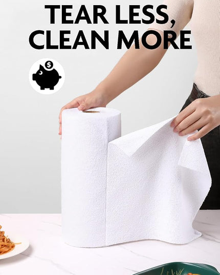 Fantasticlean Microfiber Cleaning Cloth Roll -75 Pack, Tear Away Microfiber Towels, 12" x 12", Reusable, Washable, Scratch Free, Ultra Absorbent Dishcloth for All-Around Cleaning Supplies (White)
