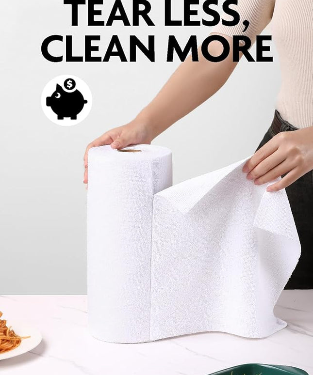 Fantasticlean Microfiber Cleaning Cloth Roll -75 Pack, Tear Away Microfiber Towels, 12" x 12", Reusable, Washable, Scratch Free, Ultra Absorbent Dishcloth for All-Around Cleaning Supplies (White)