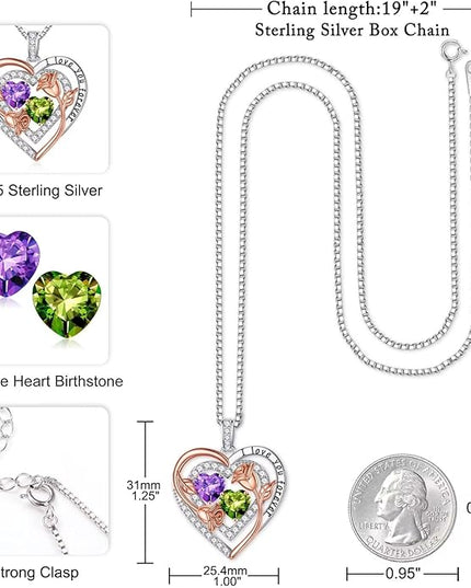 Iefil Christmas Gifts for Women - Sterling Silver Birthstone Necklace Anniversary Birthday Gifts for Her Wife Mom Daughter