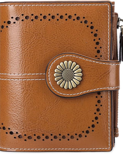 SENDEFN Small Womens Wallet Leather Bifold Card Holder RFID Blocking with Zipper Coin Pocket