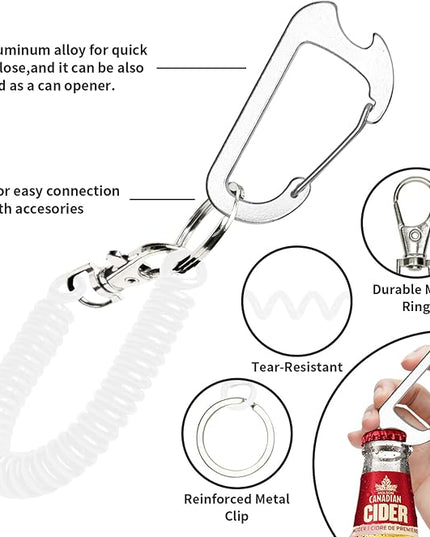 Phone Tether Lanyard Anti-Drop Outdoor Strap with Carabiner for Skiing, Hiking, Cycling, Fishing, Climbing - Fit iPhone and Most Cell Phones (Black+White)