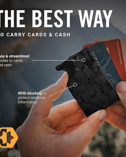 The Ridge Wallets for Men - Slim Minimalist, Front Pocket, RFID - Card Holder Wallets (Forged Carbon)