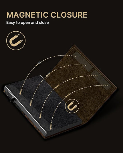typecase Mens Wallet Card Holder: Pop Up Aluminum Case, Carbon Fiber Leather, Smart, RFID Blocking, Slim, Minimalist, Front Pocket - 9-14 Card Capacity | ID Window | Cash Slot (Skull)