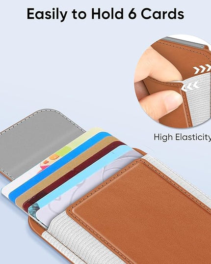 FINPAC MagSafe Wallet, Magnetic Card Wallet Holder for iPhone 17/16/15/14/13/12 Series, Safe RFID Blocking Slim Leather 6 Card Holder for Women Men