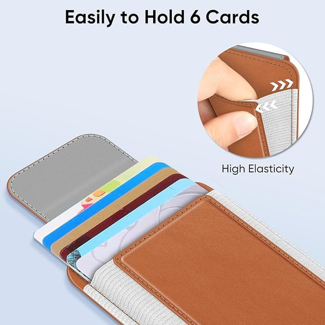 FINPAC MagSafe Wallet, Magnetic Card Wallet Holder for iPhone 17/16/15/14/13/12 Series, Safe RFID Blocking Slim Leather 6 Card Holder for Women Men