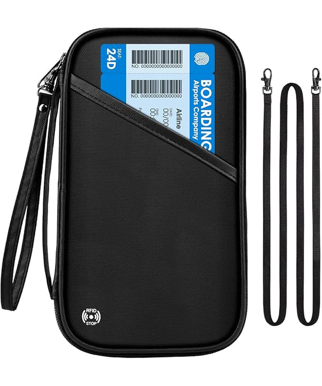 Travel Passport Wallets, Airtag Lightweight Family Passport Holder With RFID Blocking Passport Cover Case Waterproof Bag Document Organizer for Men and Women