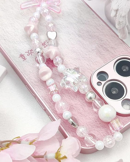 2 Pack Phone Charms, Cute Aesthetic Beaded PhoneCharm Strap Phone Lanyard String PhoneChain Accessories for Bag Keychain Airpods Camera Pendants