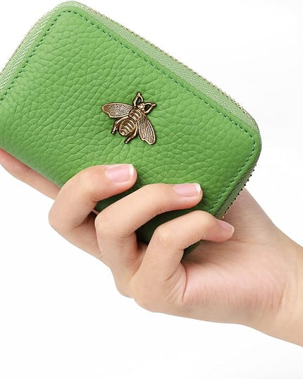 imeetu RFID Credit Card Holder, Small Leather Zipper Card Case Wallet for Women