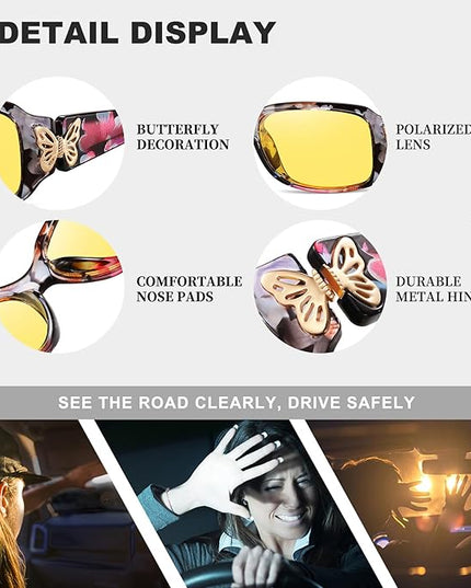 HAOLOTA Women's Polarized Sunglasses - Fashionable Wraparound Butterfly Design with UV400 Protection