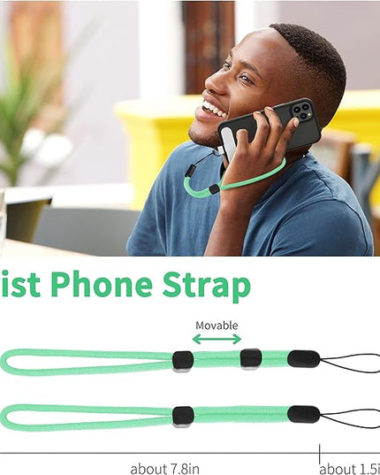 CACOE Phone Lanyard 2 Pcs-1 Pcs Adjustable Neck Strap, 1 Pcs Wrist Strap, 2 Pads, Universal Crossbody Multifuctional Cell Phone Lanyards Compatible with Most Smartphones(Light Green)