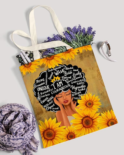 AUSVKAI Canvas Tote Bag for Women, Aesthetic Cute Grocery Grocery Reusable Cotton Gift Bag for Shooping Beach Trendy Gifts