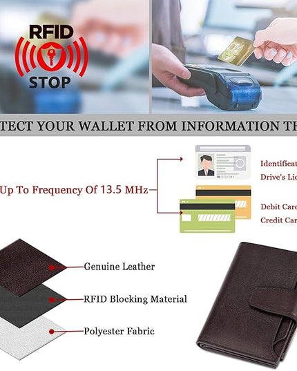Airkit Small Wallet Women RFID Blocking Genuine Leather Bifold Compact Card Holder Wallet for Women with Zipper Coin Pocket 4 ID Window