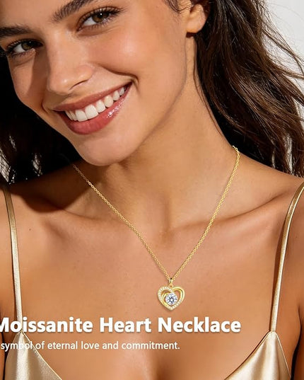 Promise Necklace for Her, 2CT Moissanite Infinity Heart Pendant for Women, Romantic I Choose You Gift to Girlfriend Wife from Boyfriend Husband, Ready to Gift Box Included, Gifts for Christmas Valentine's Day Birthday Anniversary