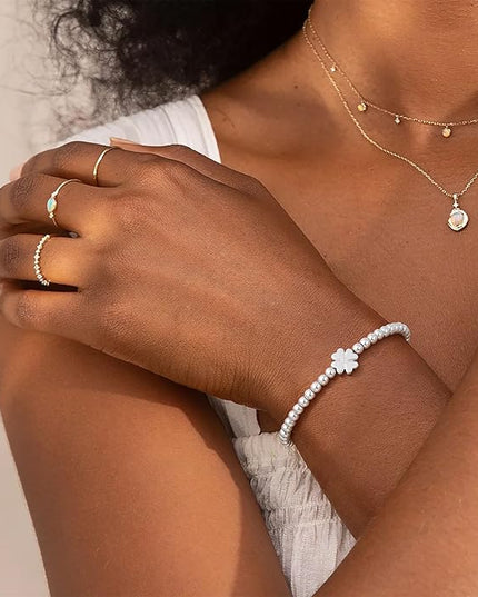 Gold Bracelets for Women 14K Gold Beaded Bracelets Stackable Bracelets for Women Gold Charm Bracelet Non Tarnish Gold Jewelry for Women Trendy