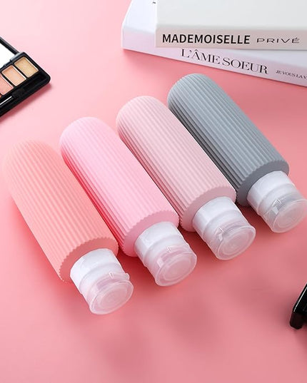 Travel Bottles for Toiletries, Large 6oz Travel Size Containers, BPA Free Leak Proof Tubs Refillable Liquid Accessories with Toiletry Bag for Cometic Shampoo and Lotion Soap (4 Pack)