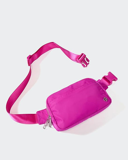 Pander Everywhere Belt Bag for Women, 5 Zipper Pockets Nylon Crossbody Fanny Pack Purse (Grape Purple)