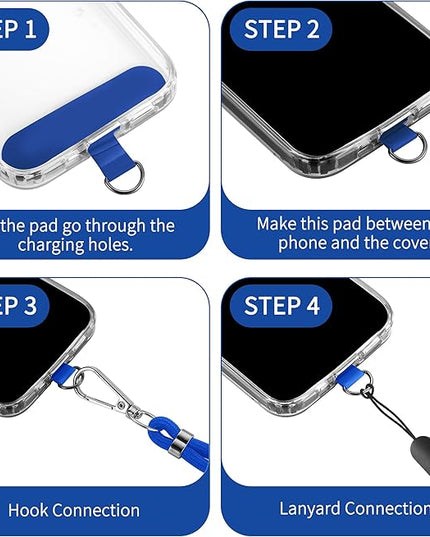 CACOE Phone Lanyard 2 Pcs-1 Pcs Adjustable Neck Strap, 1 Pcs Wrist Strap, 2 Pcs Pads, Universal Crossbody Multifuctional Cell Phone Lanyards Compatible with Most Smartphones(Dark Blue)