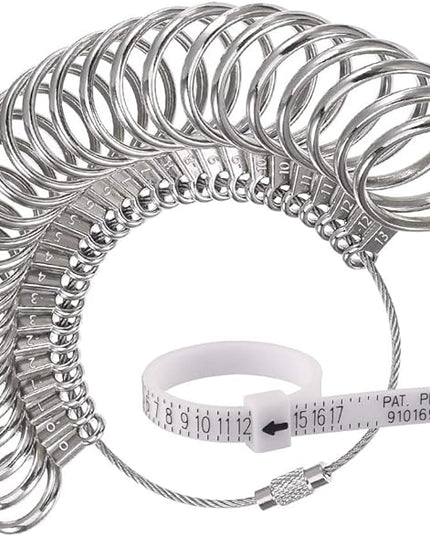 Jewelry Sizers Stainless Iron Ring Size 0-13 Finger Ring Sizing Measuring Tool Ring Sizer Gauge Set Circle Models with Reusable Ring Sizer Belt